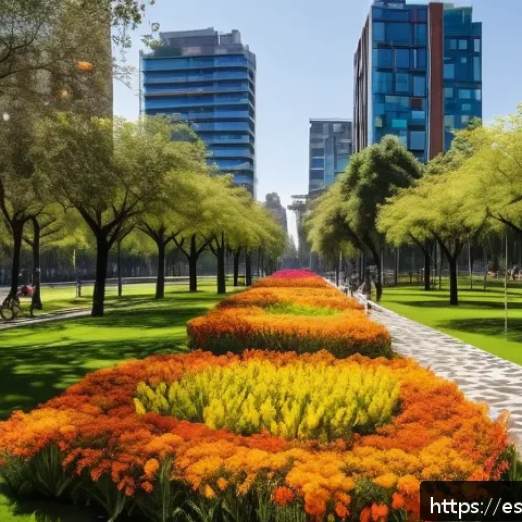 도시 내 생물다양성을 위한 정책적 변화 - A vibrant urban park in Mexico City transformed from a vacant lot, featuring native trees and lush g...