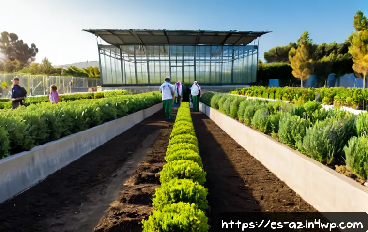 Home 17 도시 식물원 운영 및 생물다양성 교육 - Photorealistic urban botanical garden in a Spanish city, diverse visitors including families and old...