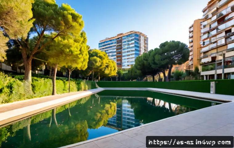 Home 17 도시 녹지 공간의 생물다양성 효과 분석 - Photorealistic wide view of a Mediterranean urban park in Barcelona, Spain, showing native wildflowe...